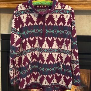 Wrangler Burgundy and Teal Geometric Hoodie